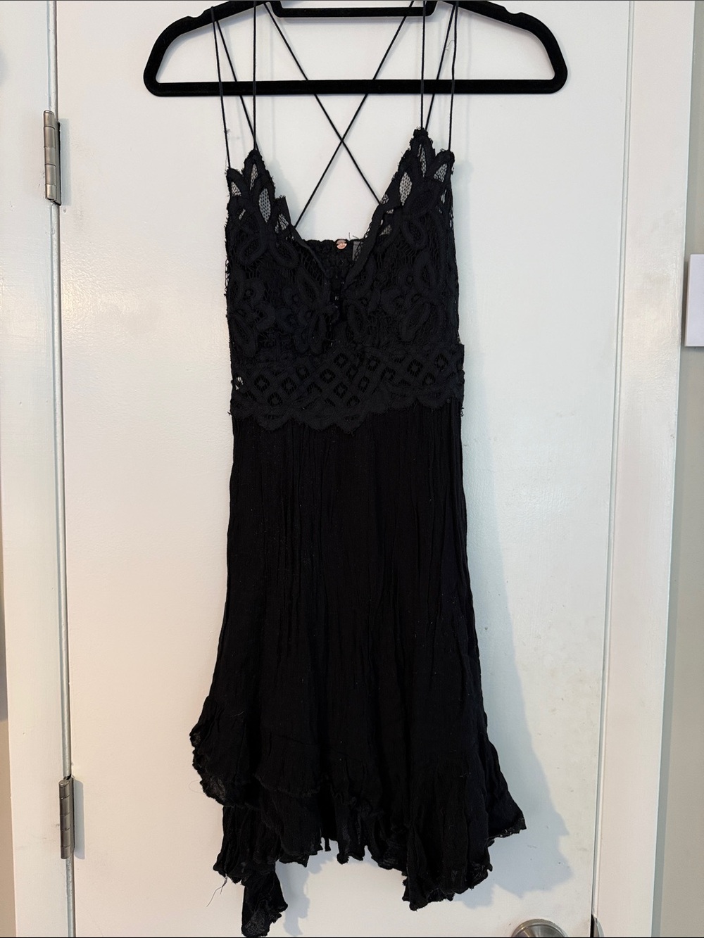 Free People Black Lace-Detail Midi Dress